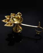 Premium Brass Panch Aarti Diya with Handle for Puja & Temple Aarti - Image 6