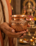 Engraved Copper Kalash with Swastik for Puja & Rituals - Image 2