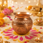 Engraved Copper Kalash with Swastik for Puja & Rituals