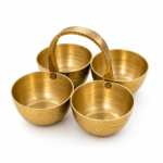 Brass Chokta Puja Samagri  Set for Haldi, Kumkum, Roli & Chawal - Image 8