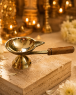 Brass Aarti Diya with Wooden Handle for Puja & Bhog Rituals - Image 8