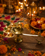 Premium Brass Panch Aarti Diya with Handle for Puja & Temple Aarti - Image 4