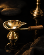 Brass Aarti Diya with Wooden Handle for Puja & Bhog Rituals - Image 9