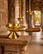Brass Aarti Diya with Wooden Handle for Puja & Bhog Rituals - Image 6