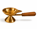 Brass Aarti Diya with Wooden Handle for Puja & Bhog Rituals - Image 7