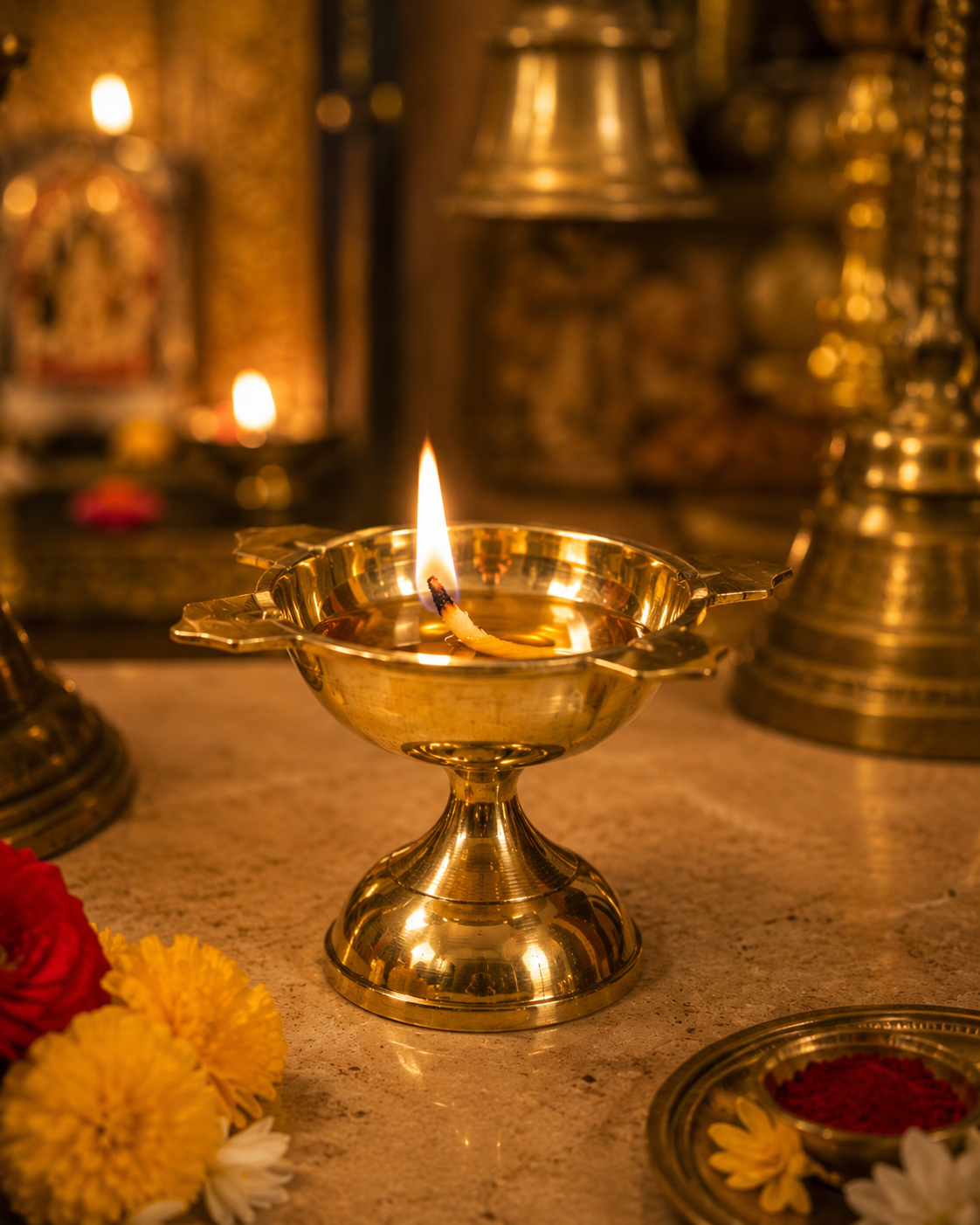14(1) Brass Akhand Deepak for Mandir, Puja & Festive Lighting - Image 1