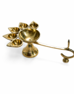Premium Brass Panch Aarti Diya with Handle for Puja & Temple Aarti - Image 9