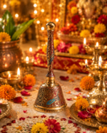 Meenakari Brass Puja Bell for Mandir & Aarti Rituals