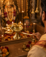 Premium Brass Panch Aarti Diya with Handle for Puja & Temple Aarti - Image 7