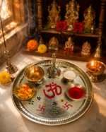 Premium Brass Om Swastik Puja Thali Set with Diya, Bell & Ritual Bowls - Image 7