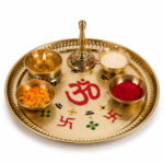 Premium Brass Om Swastik Puja Thali Set with Diya, Bell & Ritual Bowls - Image 3