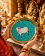 Premium Cow Design Brass Pooja Plate Set for Bhog, Gau Puja & Rituals - Image 3