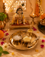 Brass Krishna Bhog Thali Set with Bowls, Glass & Spoon - Image 3