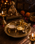 Brass Krishna Bhog Thali Set with Bowls, Glass & Spoon - Image 2