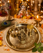 Brass Krishna Bhog Thali Set with Bowls, Glass & Spoon - Image 7