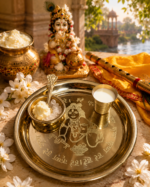 Brass Krishna Bhog Thali Set with Bowls, Glass & Spoon - Image 6