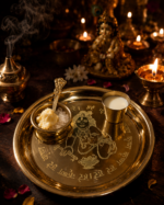Brass Krishna Bhog Thali Set with Bowls, Glass & Spoon - Image 5