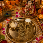 Brass Krishna Bhog Thali Set with Bowls, Glass & Spoon