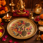 Peacock Design Brass Decorative Puja Plate for Mandir & Festive Use - Image 4