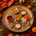 Peacock Design Brass Decorative Puja Plate for Mandir & Festive Use