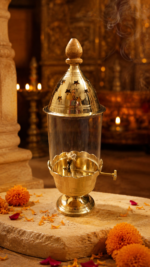 Brass Akhand Jyot Diya Lamp with Glass Cover for Mandir & Daily Puja - Image 8