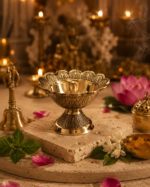 Brass Flower Akhand Diya with Lotus Design for Puja & Mandir Décor - Image 6