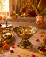Brass Flower Akhand Diya with Lotus Design for Puja & Mandir Décor - Image 7