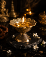 Brass Flower Akhand Diya with Lotus Design for Puja & Mandir Décor - Image 8
