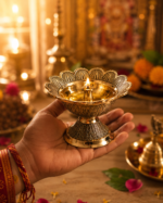 Brass Flower Akhand Diya with Lotus Design for Puja & Mandir Décor - Image 9