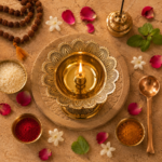 Brass Flower Akhand Diya with Lotus Design for Puja & Mandir Décor - Image 2
