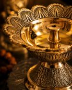 Brass Flower Akhand Diya with Lotus Design for Puja & Mandir Décor - Image 3