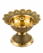 Brass Flower Akhand Diya with Lotus Design for Puja & Mandir Décor - Image 4