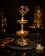 Brass Peacock Samai Diya Stand for Temple Puja & Festive Décor - Image 9