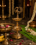 Brass Peacock Samai Diya Stand for Temple Puja & Festive Décor - Image 3
