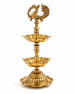 Brass Peacock Samai Diya Stand for Temple Puja & Festive Décor - Image 6