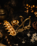 Brass Naag Panch Aarti Diya with Snake Design for Puja & Aarti