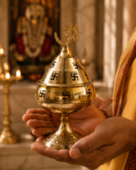 Brass Akhand Diya with Lid, Om & Swastik Design - Image 8
