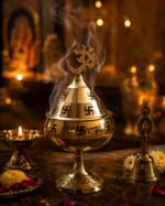 Brass Akhand Diya with Lid, Om & Swastik Design - Image 2