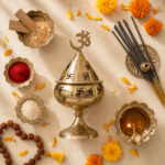 Brass Akhand Diya with Lid, Om & Swastik Design