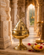 Brass Akhand Diya with Lid, Om & Swastik Design - Image 5