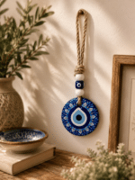 Evil Eye Wall Hanging Decor with Rope Loop | Blue Nazar Protection Charm - Image 4