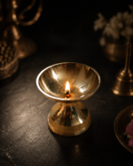 Traditional Brass Pooja Diya with Deep Bowl for Oil/Ghee Lamp - Image 6
