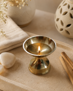 Traditional Brass Pooja Diya with Deep Bowl for Oil/Ghee Lamp - Image 5