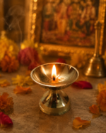 Traditional Brass Pooja Diya with Deep Bowl for Oil/Ghee Lamp - Image 7