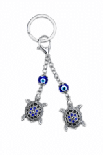 Evil Eye Turtle Keychain for Car & Keys | Double Tortoise Nazar Protection Key Ring - Image 5