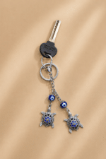 Evil Eye Turtle Keychain for Car & Keys | Double Tortoise Nazar Protection Key Ring - Image 4