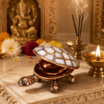 Decorative Copper Tortoise Container with Pearl Finish Shell | Vastu Feng Shui Turtle Decor - Image 7