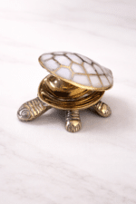 Decorative Copper Tortoise Container with Pearl Finish Shell | Vastu Feng Shui Turtle Decor - Image 5