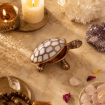 Decorative Copper Tortoise Container with Pearl Finish Shell | Vastu Feng Shui Turtle Decor - Image 4