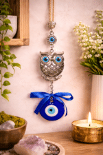 Owl Evil Eye Wall Hanging Decor | Nazar Protection Lucky Owl Charm for Home - Image 2